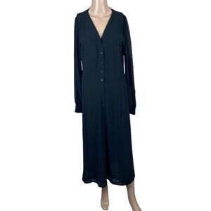 Michael Kors Dress Kate Midi Button Down Long Sleeve Black Small Missing Belt